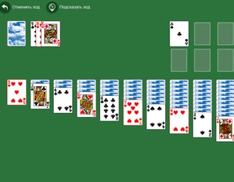 Пасьянс Тройная Косынка по 3 карты